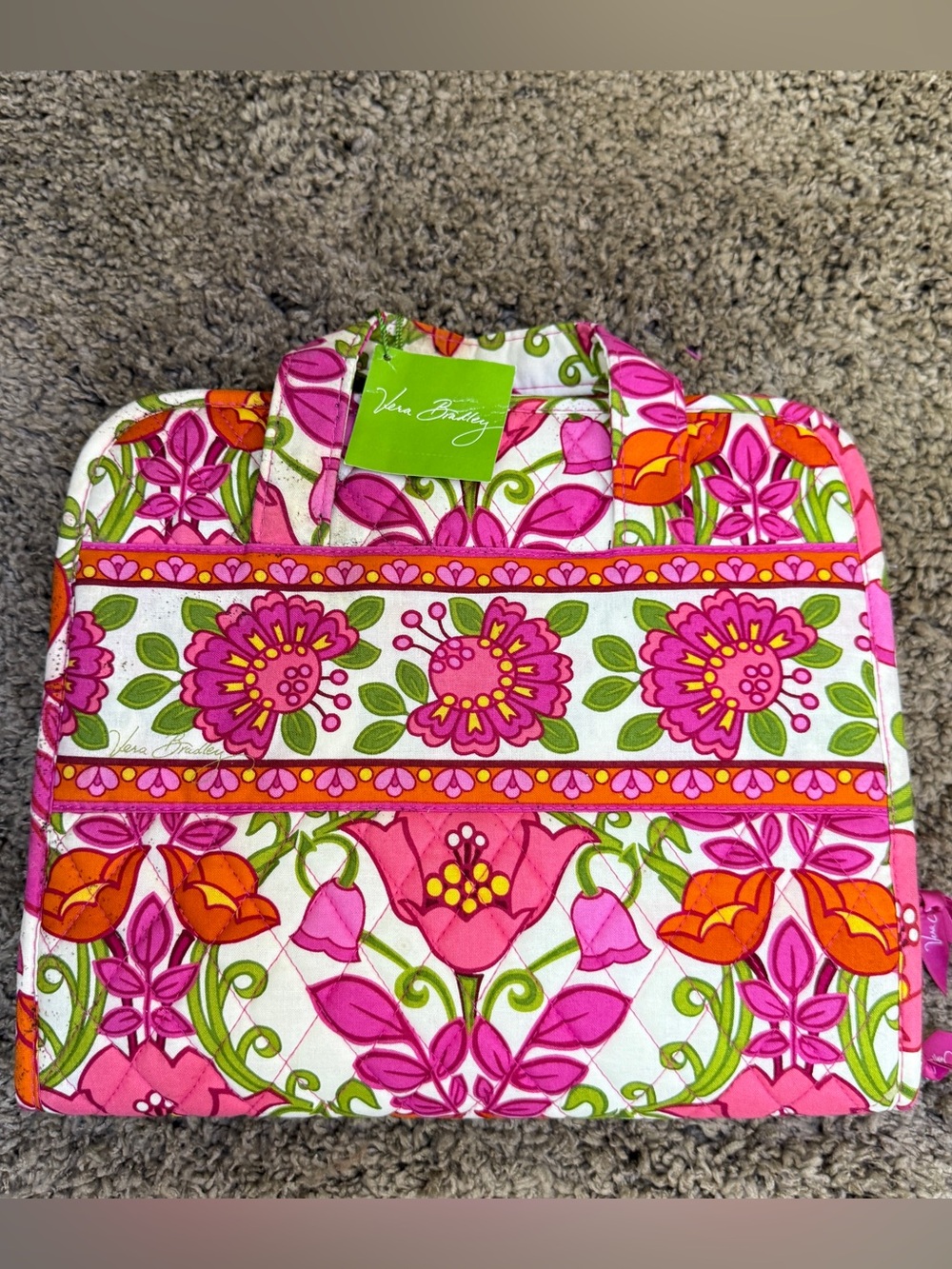 VERA BRADLEY Hanging Travel Cosmetic Organizer Bag Lilli Bell Pink Retired 2013